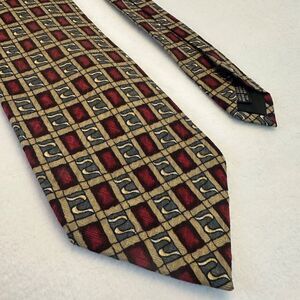 Vintage Z INC Men's 100% Silk Maroon Geometric Necktie 58"